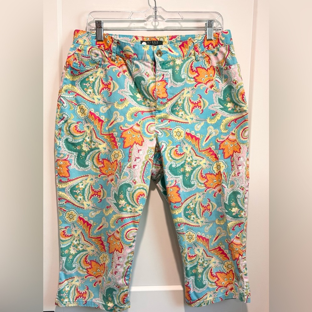 Lauren Ralph Lauren Petite Paisley Bermuda Shorts Resort Golf Coastal 14P - Picture 3 of 7